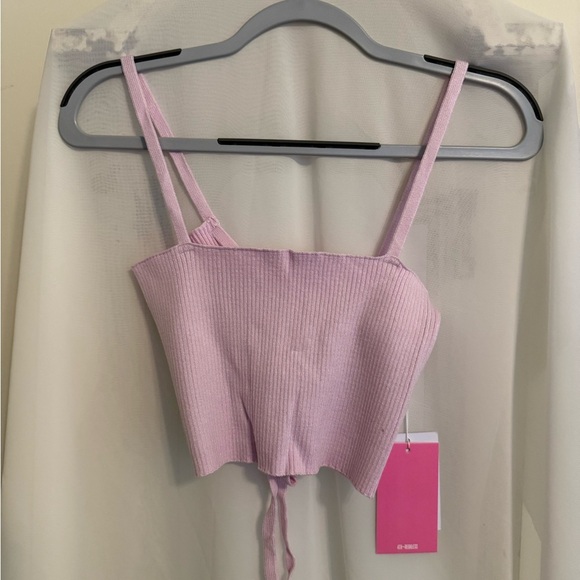 NWT Stylish Pink Ribbed Crop Top size M - Picture 4 of 5